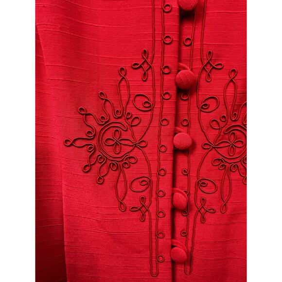 Vintage M.H.M Melissa Harper Womens Dress Size 14 Red Floral Embroidered Button - Picture 5 of 7